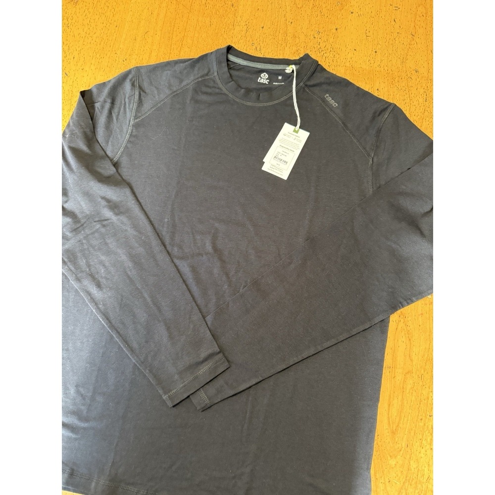 NEW Tasc Performance Carrollton Fitness Long Sleeve T-Shirt Light Black Mens Med